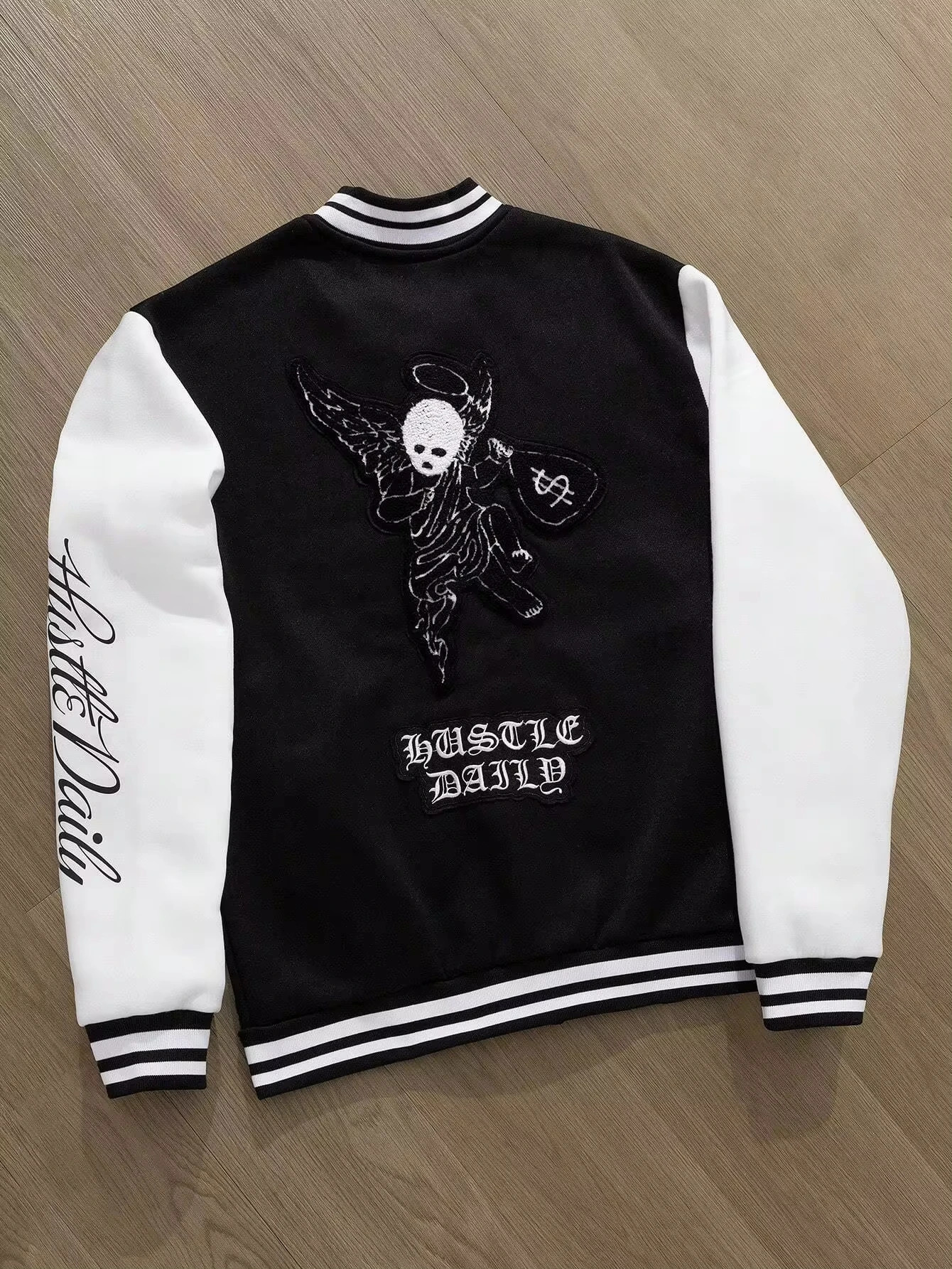 Manfinity Sportsy Mens Printed Simple Long Sleeve Baseball Jacket Bomber 241011