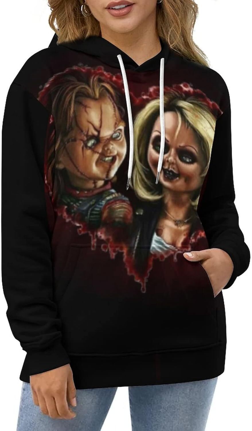 Hoodie for Mens Womens Mens Long Sleeve Chucky 3D Horror Print Hoodie Spring And Autumn Blouse Graphic Hoodies sweatshirt Pullover Long Sleeve keep wa