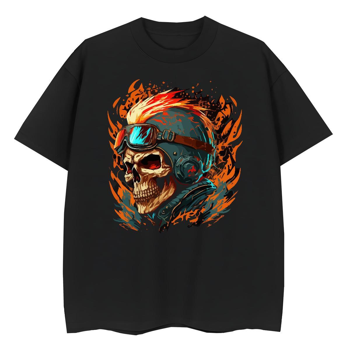 Fashion Casual Womens T Shirts 230g Cotton Breathable Soft Street skull Womens Tshirts Popular Anime Oversized Top Tees