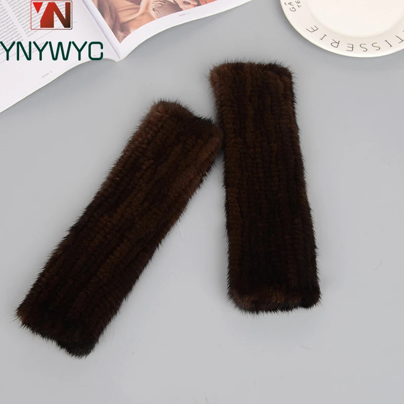Women 100% Real Genuine Knitted Mink Fur Mittens Winter Warm Lady Real Fur Fingerless Gloves Handmade Knit Mink Fur Mitten 241009