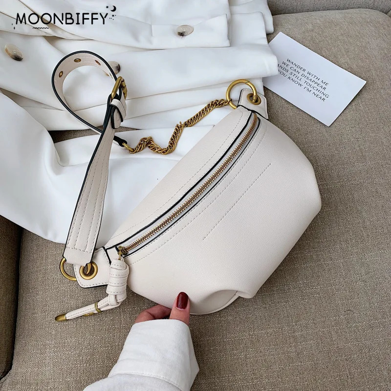 Womens waist bag leather Fanny letter strap bag high-quality shoulder wild messenger fashionable chest cross body bag 241008