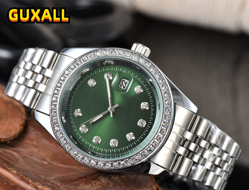 Lowest Price Automatic Date Men Women Watches Luxury Stainless Steel Band Quartz Clock High Quality starry Rainbow Bezel Generous Super Auto Date Timing Watch Gifts