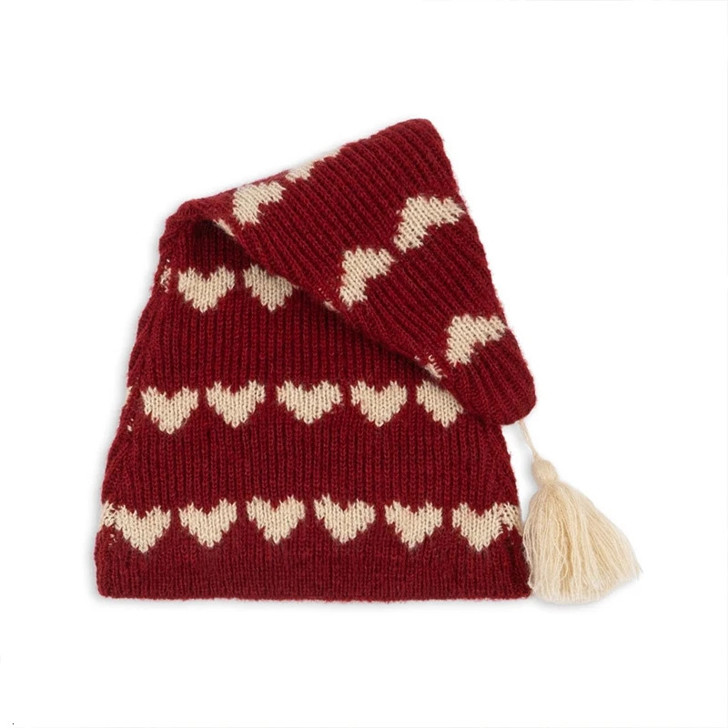 Autumn Winter Girls Knitted Cardigan Childrens Christmas Knitted Hat Baby Red Strawberry Beret Childrens Christmas Clothing 241008