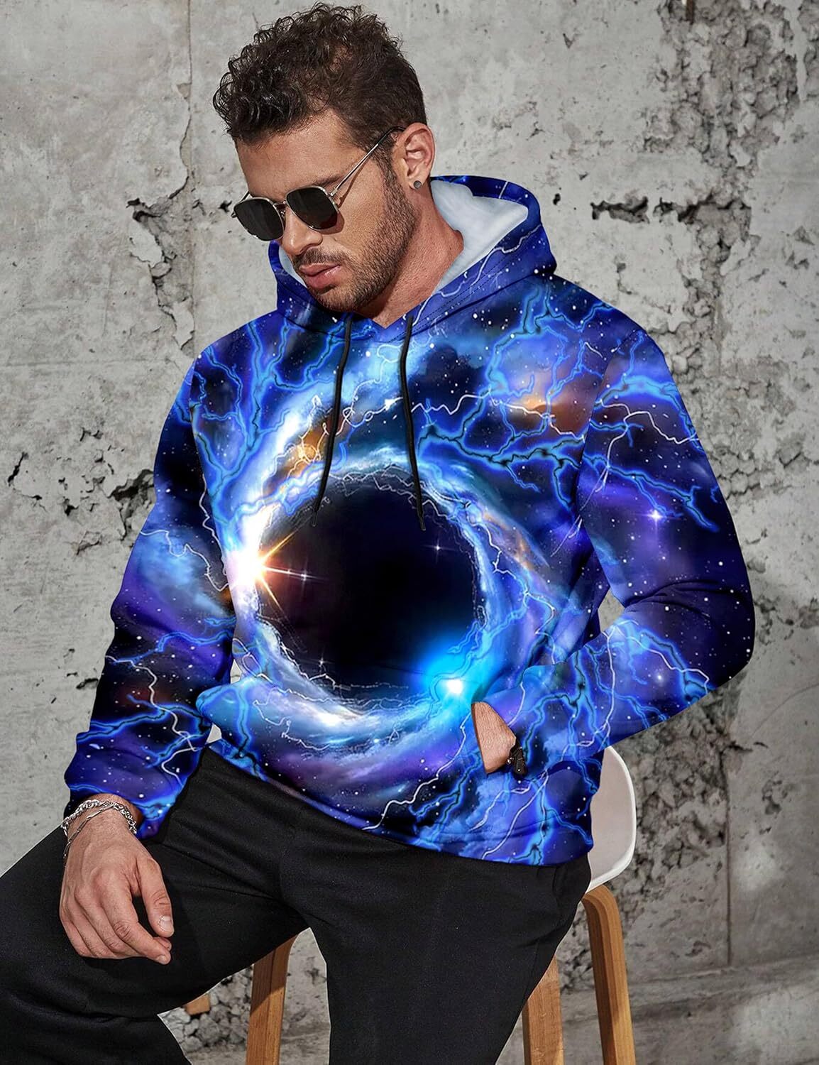 Hoodie for Mens Womens Mens Hoodie Long Sleeve 3D Galaxy Print Drawstring Casual Fashion Pullover Sweatshirt with Big Pocket Graphic keep warm