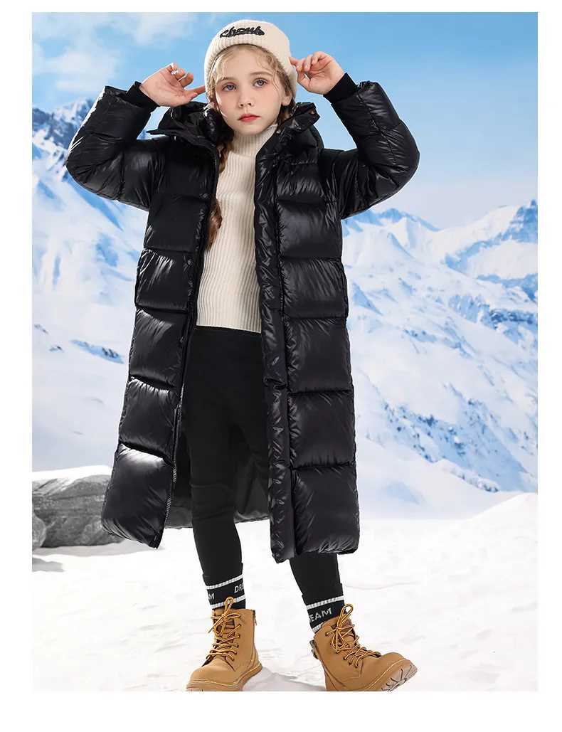 Down Coat New Childrens Long Black Gold Thick Cotton Jacket Winter Knee for Boys and Girls H241010