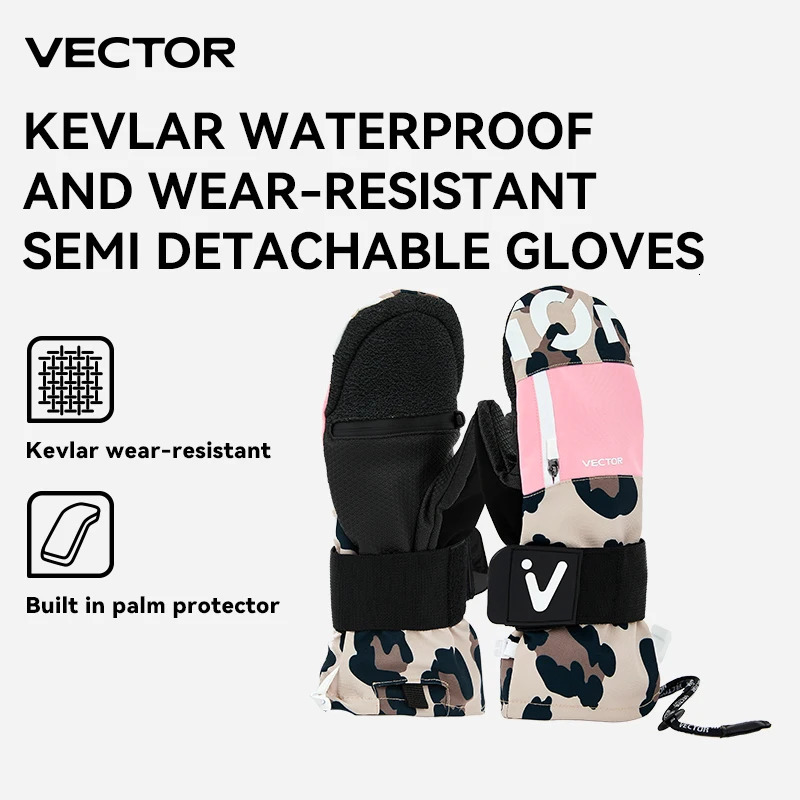 Vector Womens Outdoor Double Skiing Board Wear resistant Semi Independent Gloves Cotton 240906