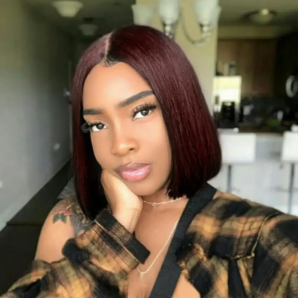 16inch Women Long Straight Wig Fashionable Women's Long-lasting Silk wigs Simulation human hair with Fluffy Centre-parted Style for Natural for W