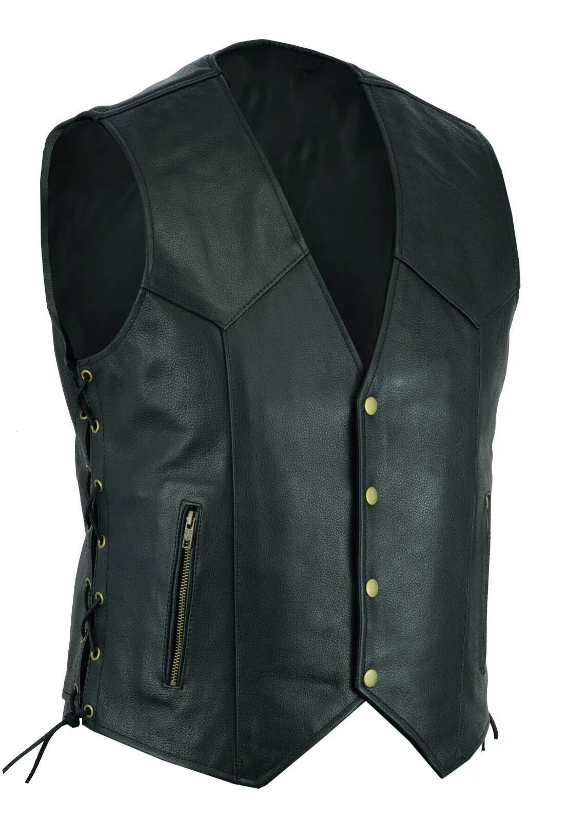 Vest Leather Punk Fashion Casual Coat Motorcycle Men Solid Fleet 240930