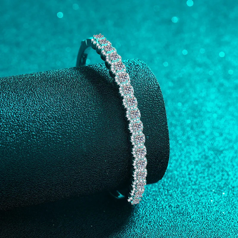 AIFAFA 2.48- all Mo silica bracelet for women galvanized Pt950 thick solid S925 silver cuff bracelet laboratory diamond wedding jewelry 241007