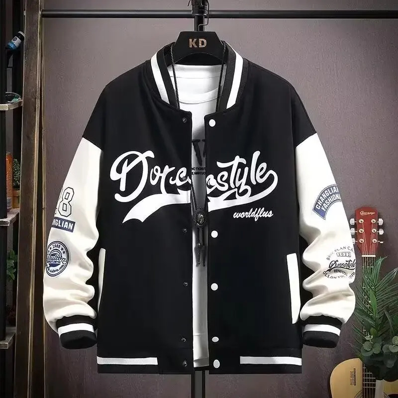 mens black baseball jacket selling Harajuku street blue sports fashionable thin uniform 241010