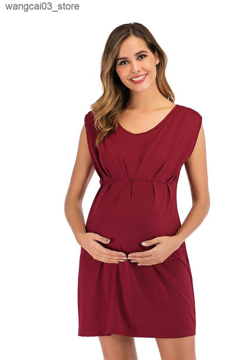 Maternity Dresses Maternity Dress Women Solid Color Short Sleeve Above Knee Clothes Maternity Pregnat Comfortable Clothing Women Fashion Dress L240910