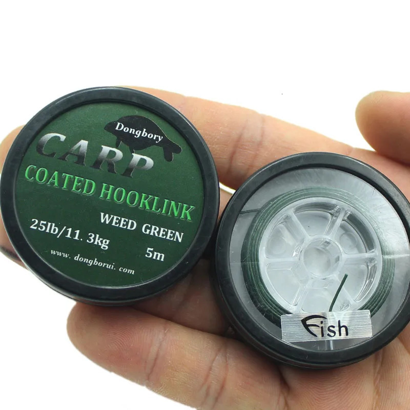 1PCS 5m Carp Fishing Line Hook Link Coated Hooklink Braid for Hair Rig 15IB 25IB 35IB Coarse Tackle 241007