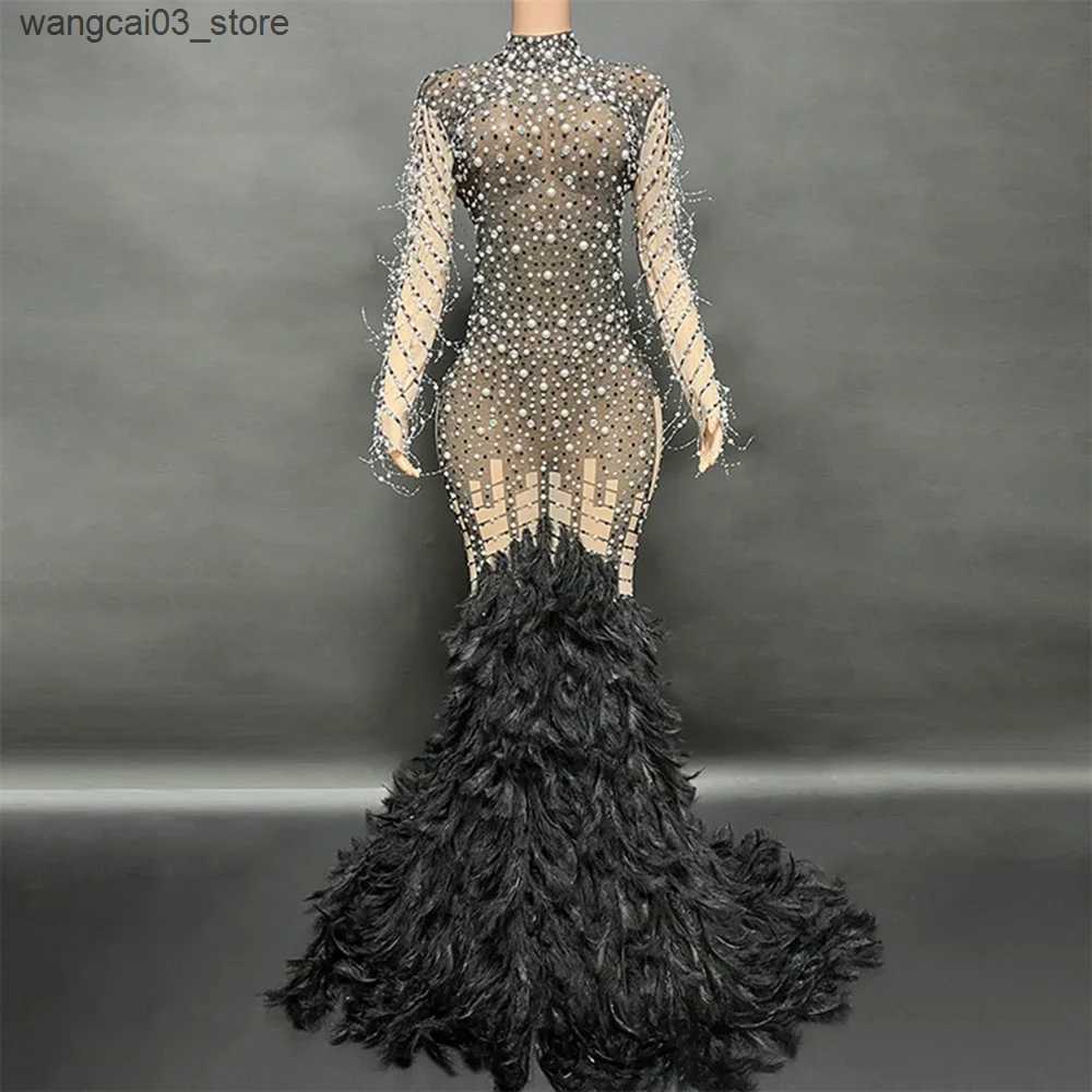 Maternity Dresses Glitter Beaded Maternity Gowns For Photo Shoot Sexy Crystal Diamond Mermaid Long Pregnant Dresses Women Feathers Mermaid Gown L24091