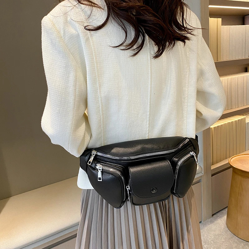 Multi functional womens waist bag Pu leather cross body luggage travel mobile wallet womens Fanny bag large capacity belt bag 241008