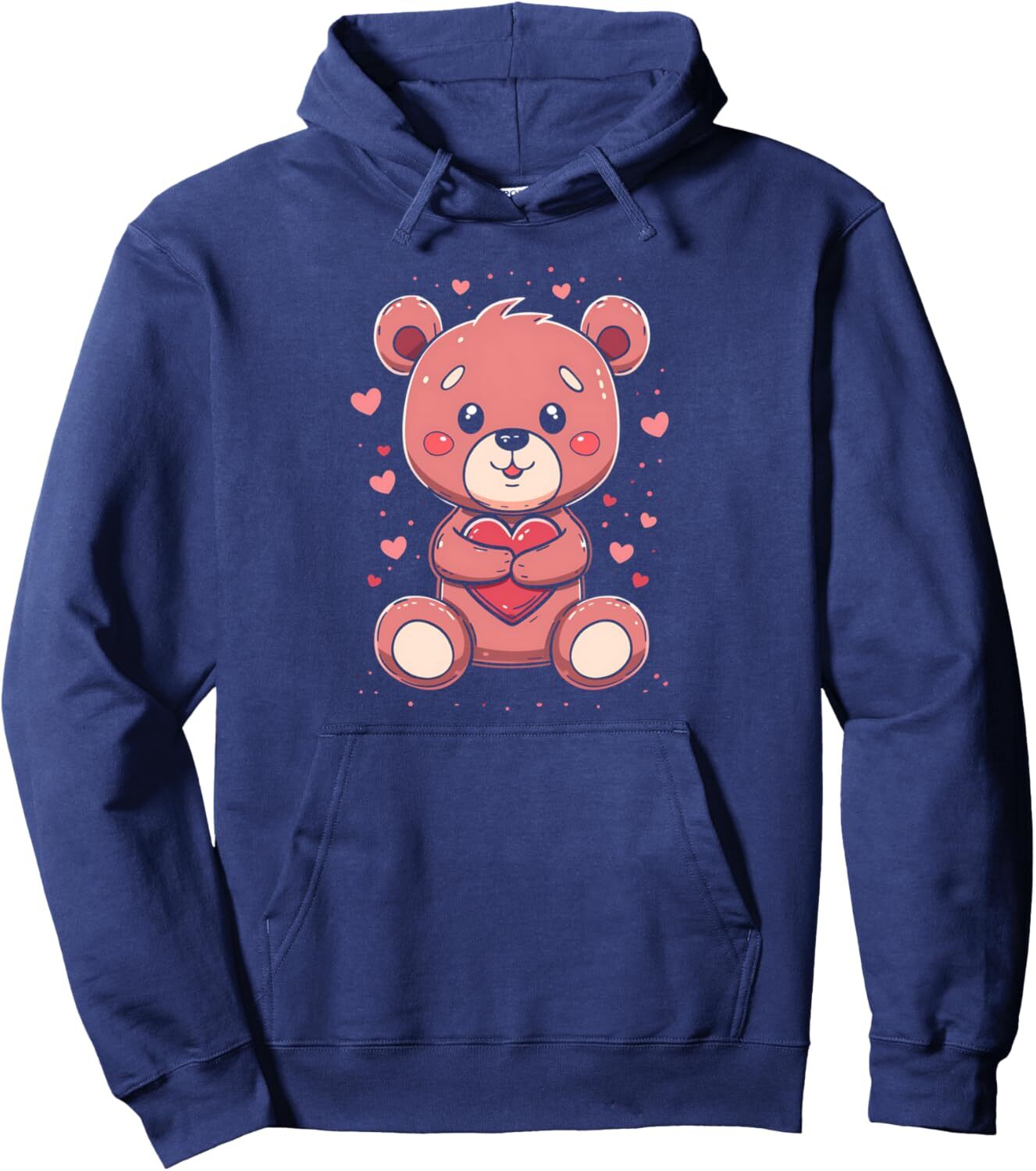 Hoodie for Mens Womens Valentines Day Bear Cute Pink Bear Hearts Love Graphic Tee Pullover Hoodie Graphic Hoodies sweatshirt Pullover Long Sleeve