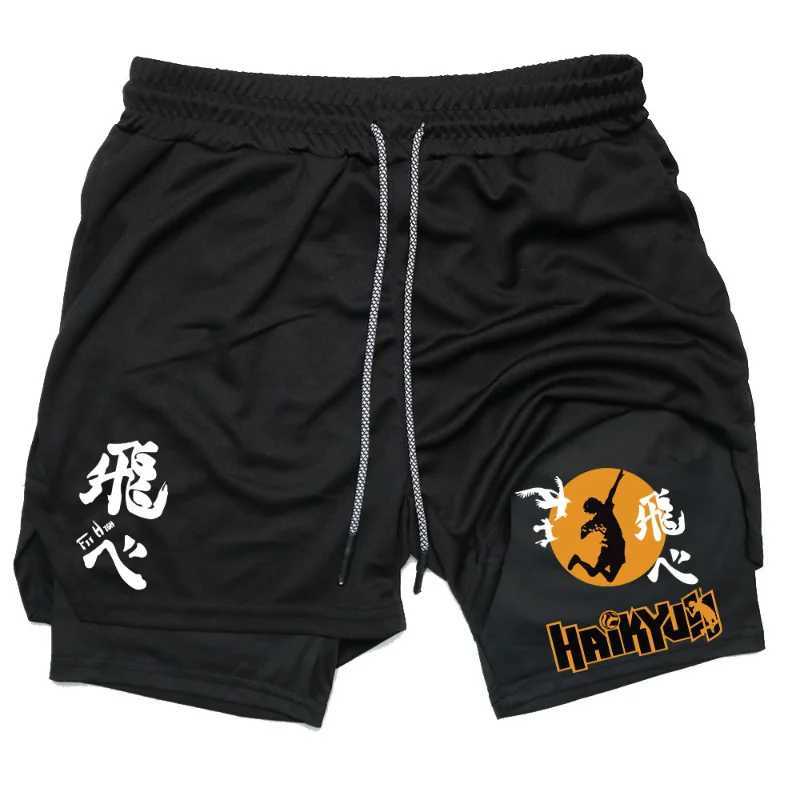 Haikyuu short fast drying fitness performance short mens sports training bodybuilding fitness short W241010