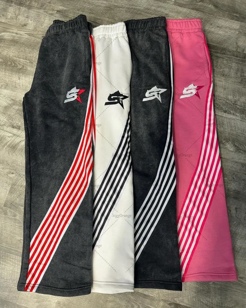 American retro classic striped sports pants Y2K Harajuku color casual pants street fashion loose wide leg Trousers 240930