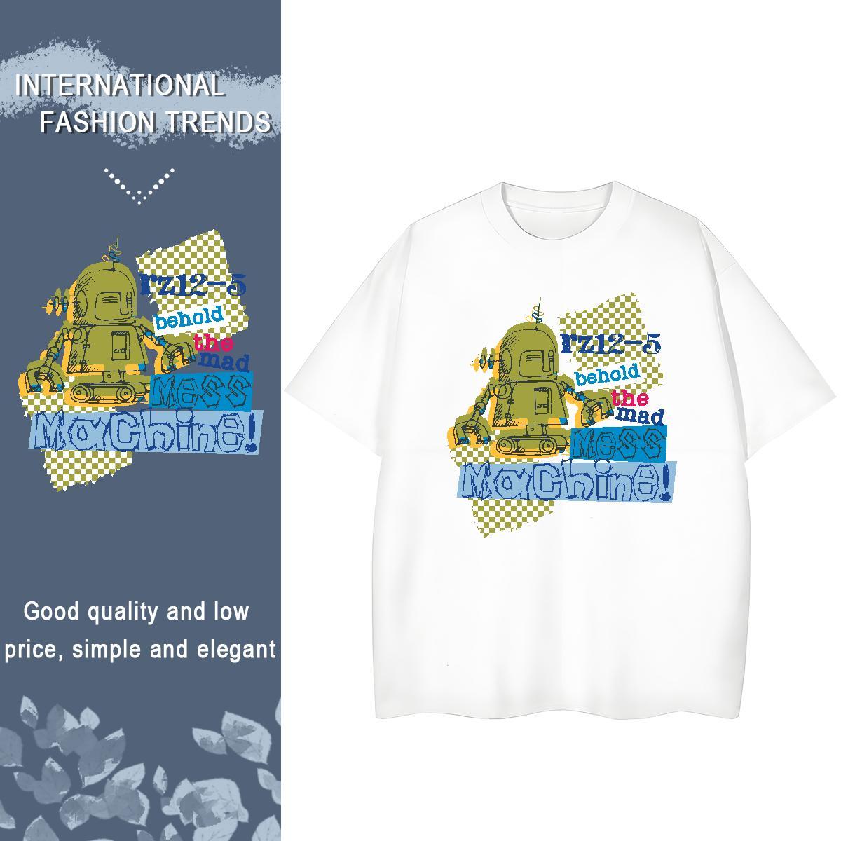 Classic T-Shirts 230g Cotton Comfortable Casual Beach robot Women Tees Unisex DIY Logo Tops