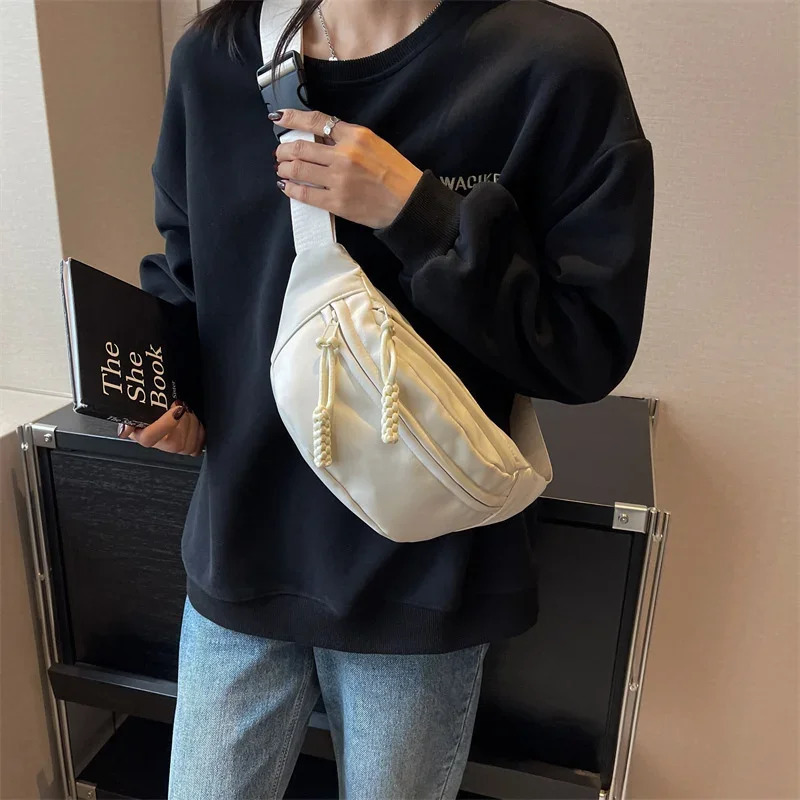 Womens Canvas Cross body Bag Solid Color Womens Sling Waist Bag Tendance Womens Chest Bag Waterproof Hiking Bag Handbag 241008