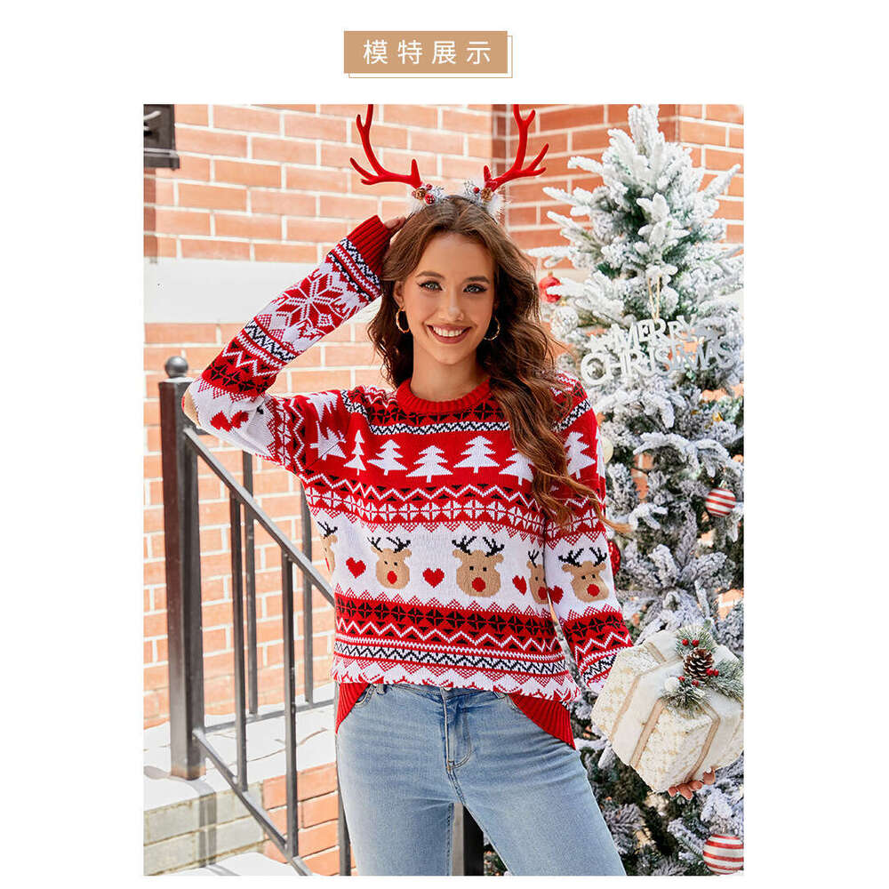 Jacquard casual pullover Christmas for lazy style autumn and winter women's knitted sweater