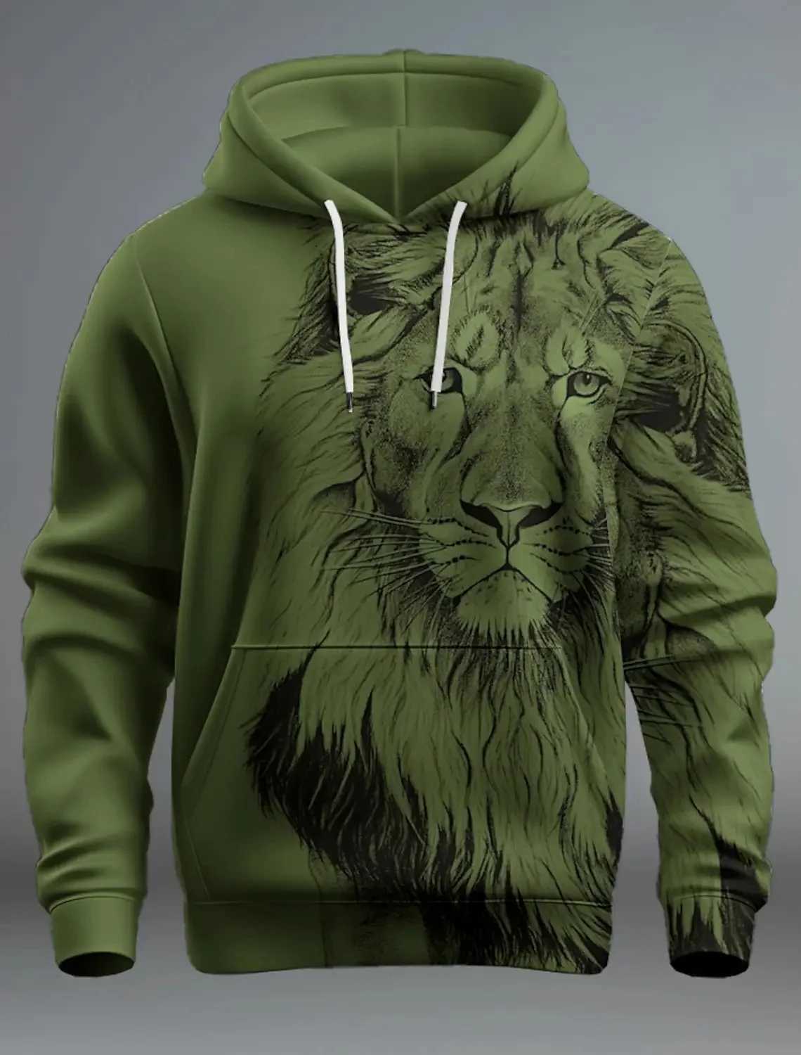 New Graphic Lion Mens Fashion 3D Print Hoodie Streetwear Hoodies Long Sleeve Hooded Print Front Pocket Spring Hoodie Sweatshirt LX241011