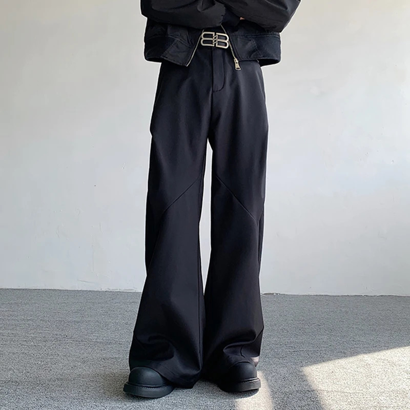 IEFB mens pants with pleated diamond shaped loose casual suit loos 241010