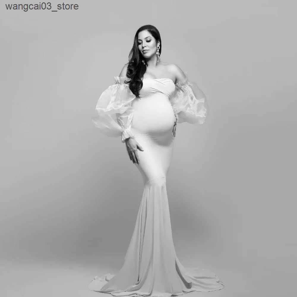 Maternity Dresses Photo Shooting Props Gown Accessories Sheer Tulle Gloves Detachable Dress Sleeves Wedding Dress Removable Puff Sleeves L240910