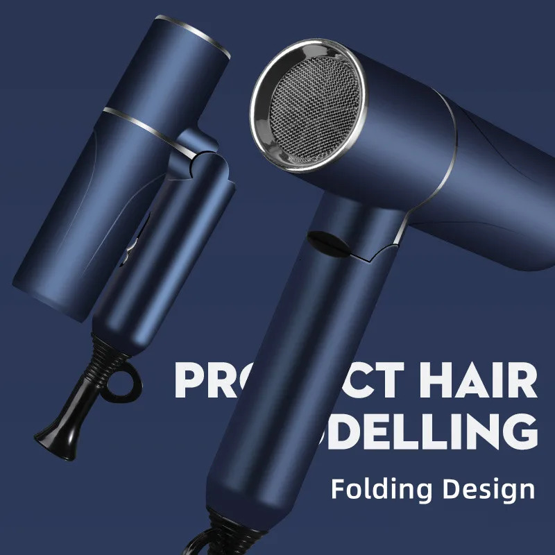 Folding Hair Dryer with High Power Fast Drying Blue Light Ion Silence Convenient Travel Hair Dryer for Home Use 241009
