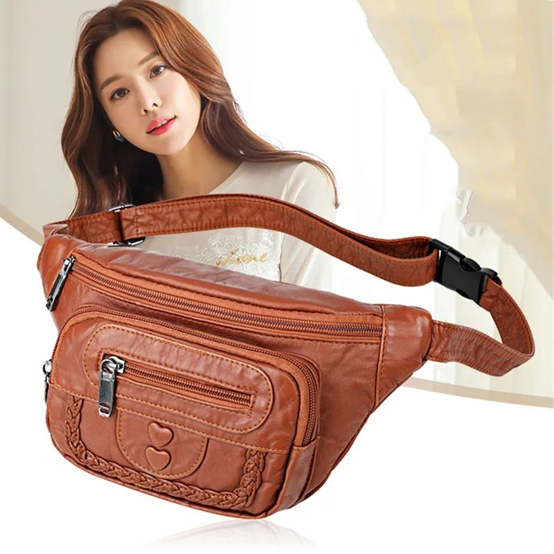 Fanny Bag Retro Womens Belt Bag Womens Shoulder Cross Body Bag Fashion Soft Leather Waist Bag Waist Bag 241008