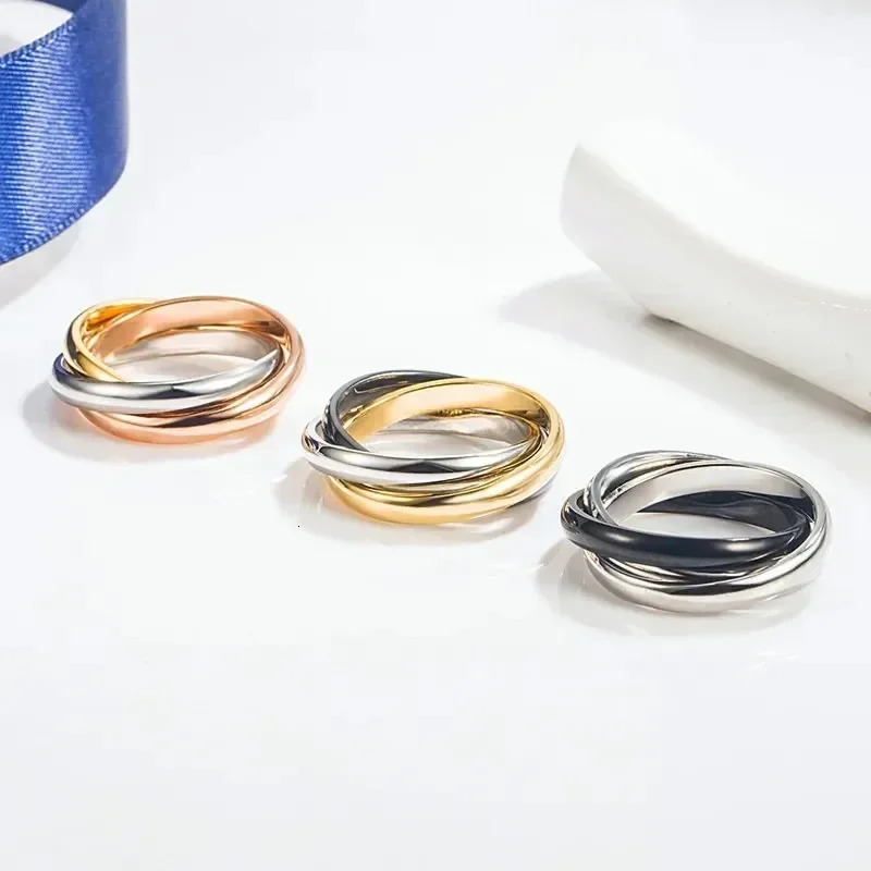 S925 pure silver high-quality original three color ring simple fashionable ious couple jewelry 241009