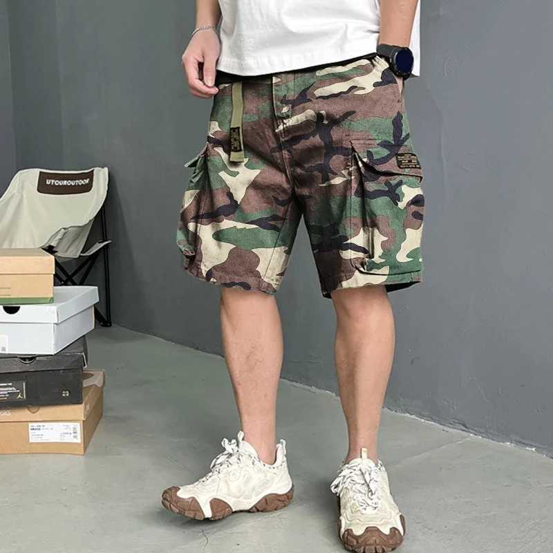 Summer Harajuku Multi Pocket Camouflage Cargo Shorts Mens Wear Japanese Street Clothing High Quality Tactical Casual Shorts Mens Wear W241010