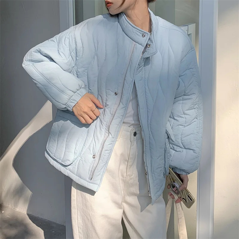 Blue down jacket womens coat khaki black fashionable American streetwear Y2K style down jacket womens winter short jacket 241009