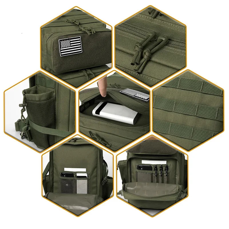 QT QY 50L Military Tactical Backpack Army Bag Hunting MOLLE Backpack Gym Mens EDC Outdoor Hiking Backpack Witch Bottle Rack 241023