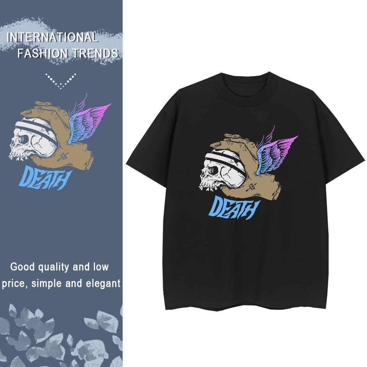 Fashion Casual T-Shirts for Women 230g Pure Cotton Crew Neck Spring Summer skull Women Tshirts Nice Skull Tops Tees