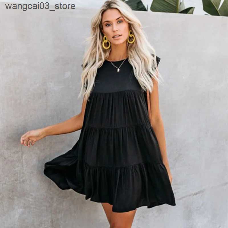 Maternity Dresses Maternity Dresses Women Pregnant Clothes Casual Mama Loose Sleeveless Ruffles Dress for Pregnant Women L240910