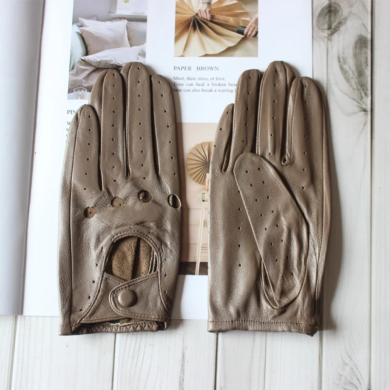 style sheepskin gloves for women thin singlelayer unlined hollow breathable riding motorcycle spring and summer 240906
