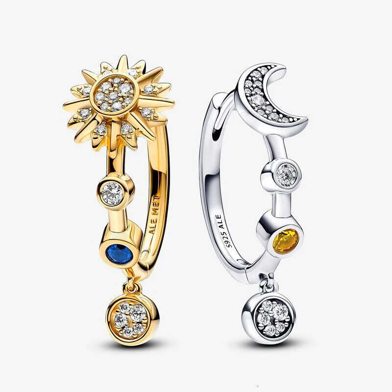 925 Sterling Silver Sun and Moon Earrings For Women Jewelry Gifts Infinity Heart Stud Earring wholesale Fashion Jewelry