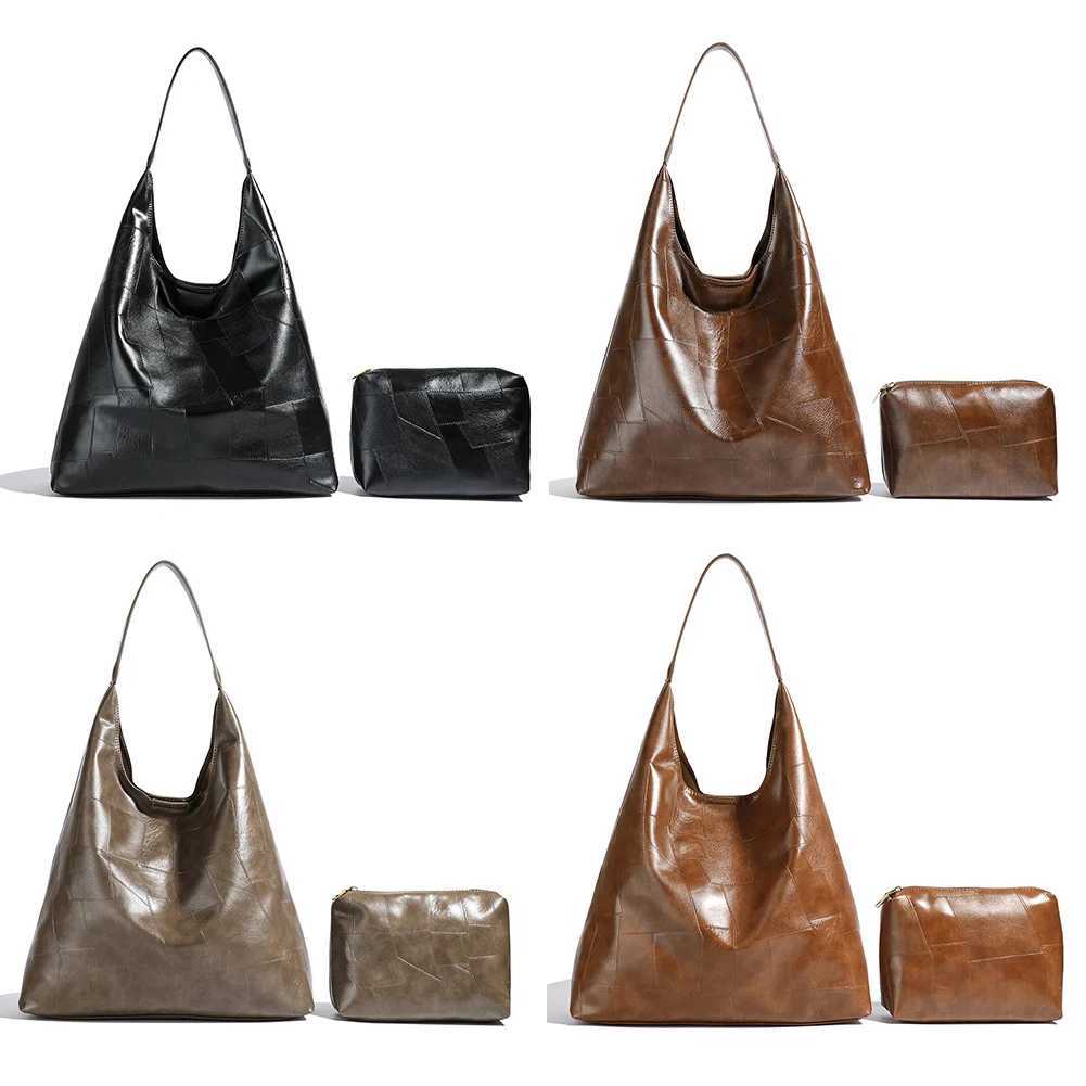 Ladies Pu Shoulder Bag Vegan Leather Tote Large Capacity Retro Handbag Casual Purse Fashion Shopper 241011
