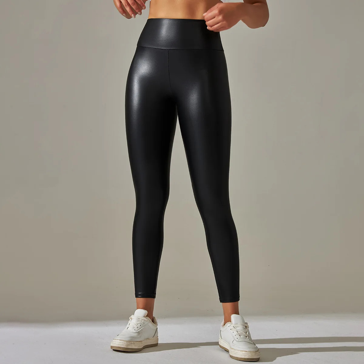 Women Black Pu Leather Pants High Waist Sexy Leggings Trouser Thick Stretch Pantalon Mujer 241009