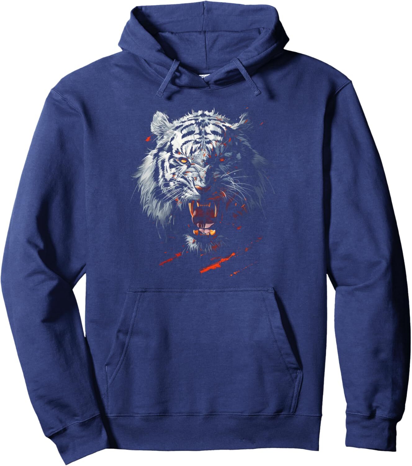 Hoodie for Mens Womens Tiger Ferocious Face With Splattered Paint Warrior Pullover Hoodie Graphic Hoodies sweatshirt Pullover Long Sleeve
