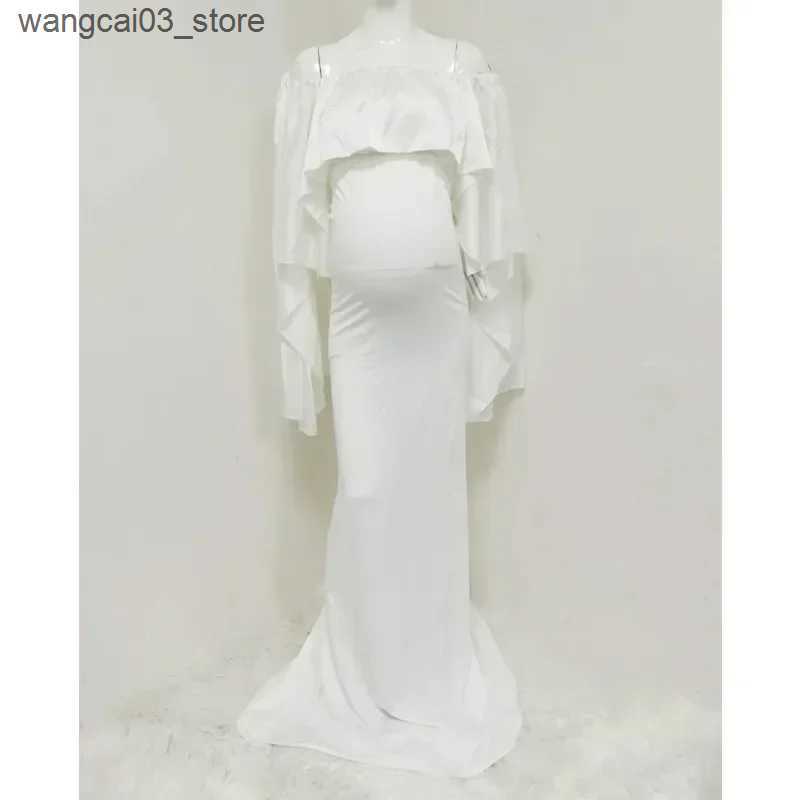 Maternity Dresses 2024 Photography Cape and Dress Sets Pregnancy Maternity Dresses Photoshoot Fitting Stretchy Pregnant Long Maternity Dress L240910