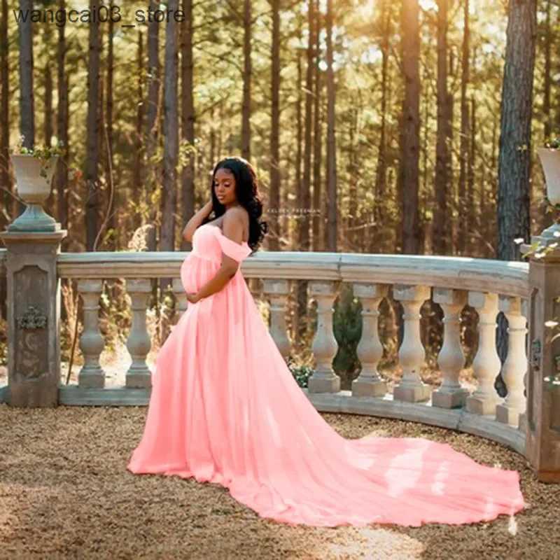 Maternity Dresses Sexy Maternity Evening Dresses Pregnancy Dress For PhotoShoot Chiffon Long Pregnant Women Maxi Gown Photography Prop Baby Shower L24