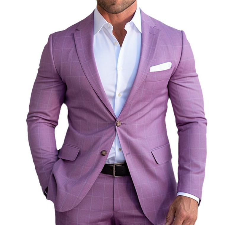 2024 Foreign Trade Men's Casual Suit Four Seasons Spring and Autumn Fashion Printed Double Row Jacket Customization