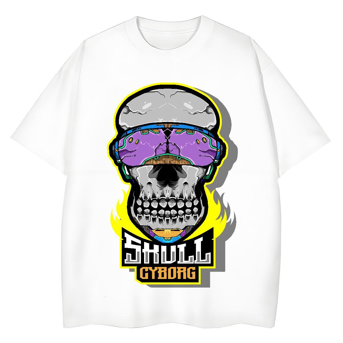 Classic T-Shirts 230g Pure Cotton Breathable Soft Street Casual skull Lady T shirt Wholesale Plus Size Cartoon Tshirts