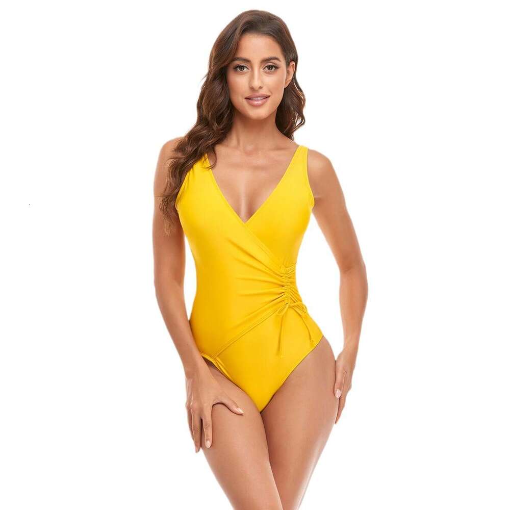 2023 Single V-Neck Bikini Women's One-Piece Printed Swimsuit New Multi Color Design
