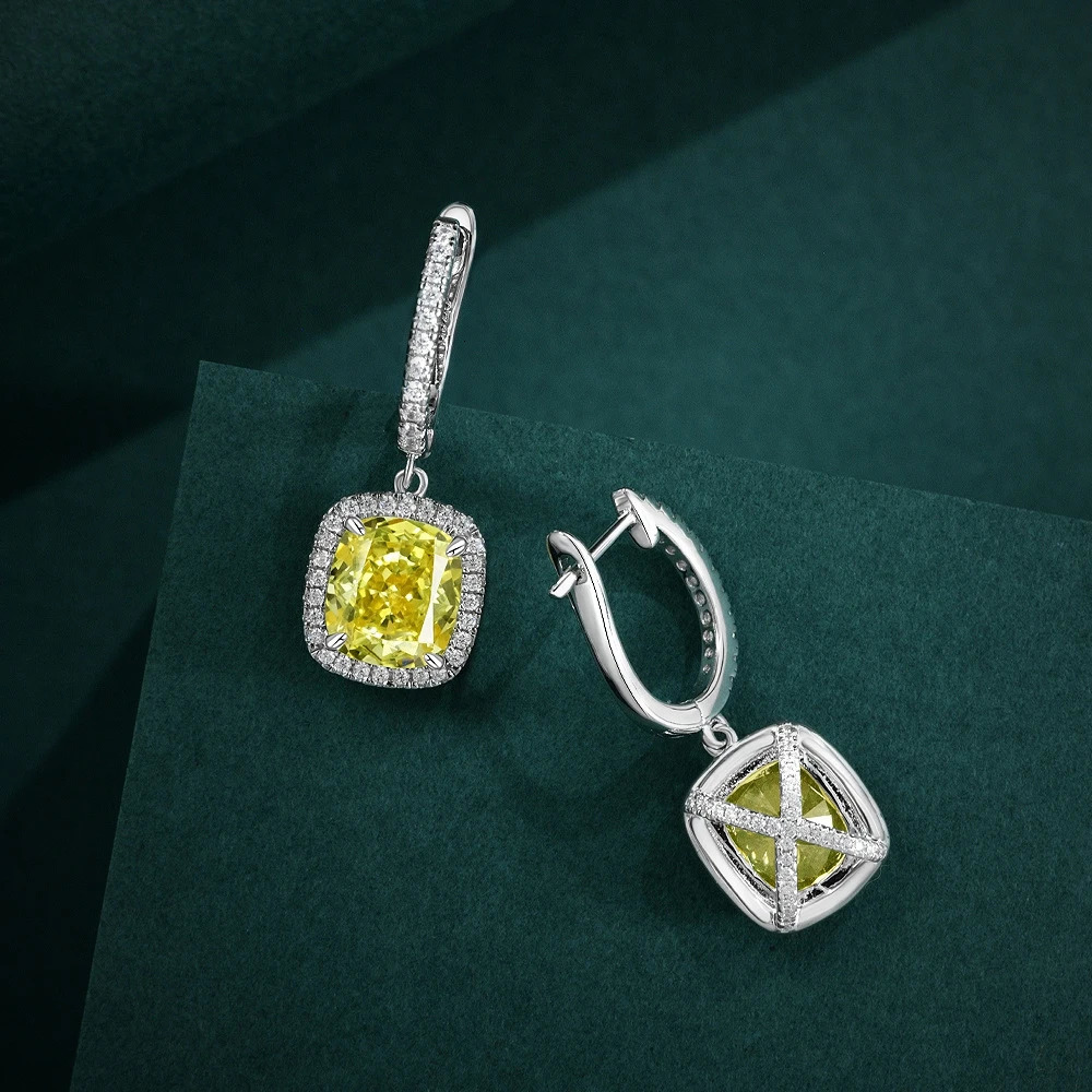 Wong Rain Classic 925 sterling silver crushed ice cut 3CT lemon gemstone pendant earrings for women wholesale exquisite jewelry 240906