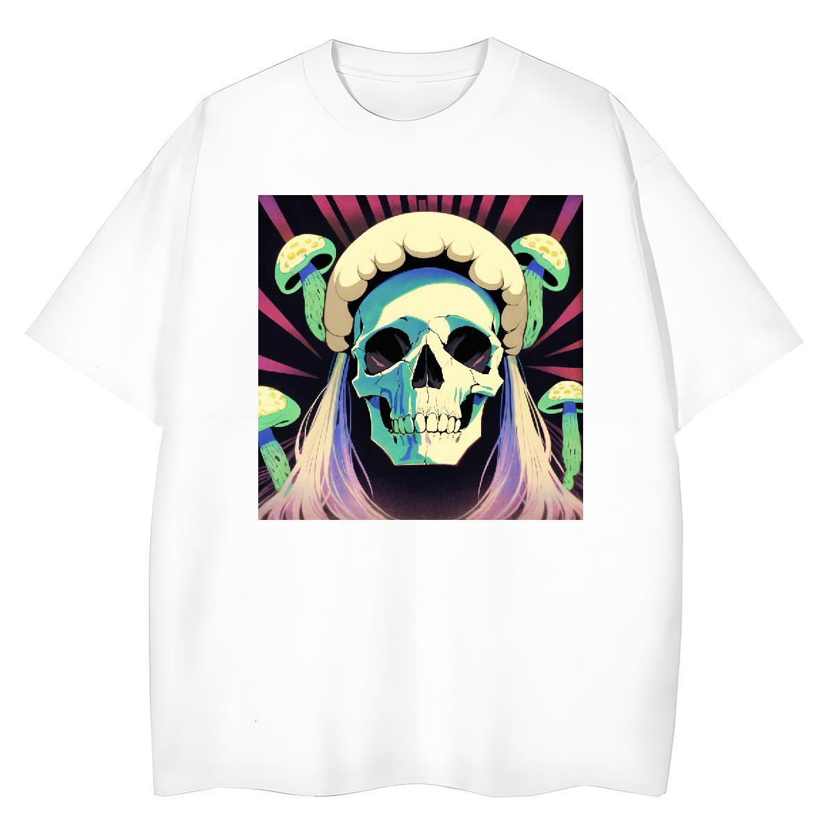 Fashion Casual T-Shirts for Women 230g Pure Cotton Comfortable Daily Wear skull Women Tees Wholesale DIY Printed Tshirts