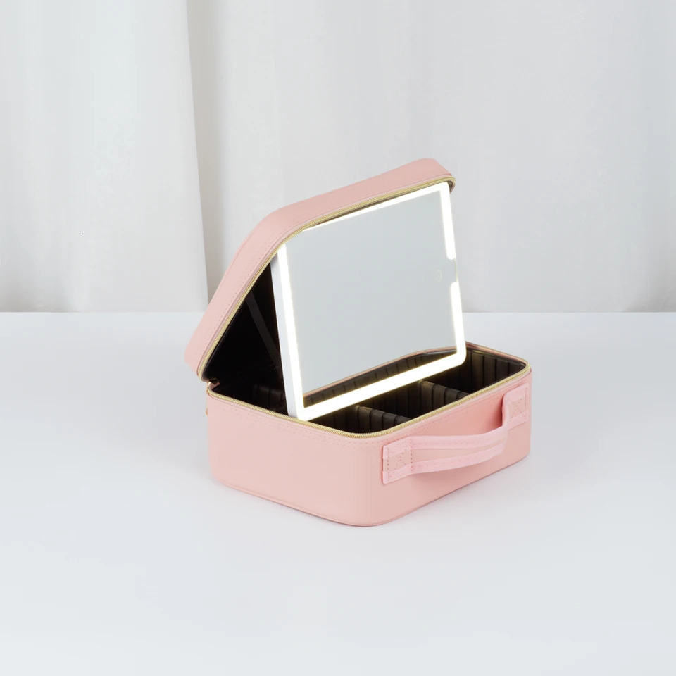 Professional makeup box with lighting and full screen mirror cosmetic storage bag fully loaded portable makeup artist brush beauty 241008