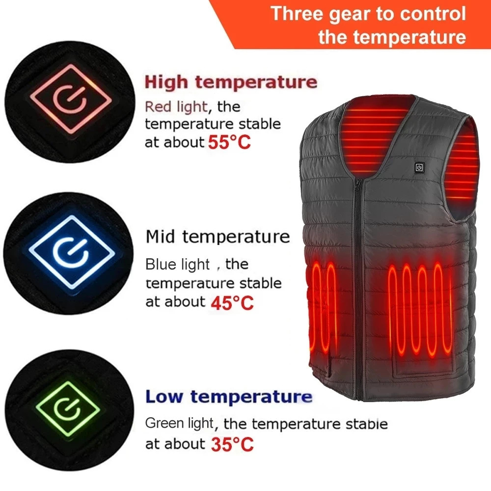 Men autumn Outdoor USB 5 places Infrared Heating Vest Jacket Winter Flexible Electric Thermal Clothing Waistcoat Fishing Hiking 241011