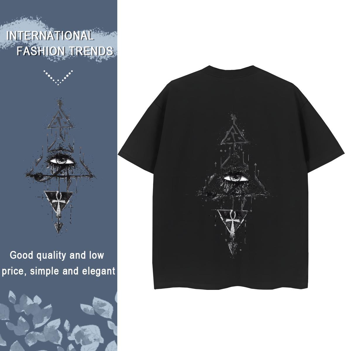Fashion Casual Womens T Shirts 100% Cotton 230g Crew Neck Casual Daily Wear eye of the devil Woman Tshirt Comfortable Black White Top Shirts